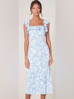 Sugarlips Blue and White Smocked Waist Dress